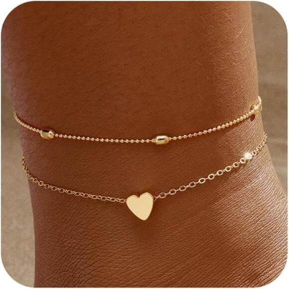Gold Anklets for Women Waterproof Cuban Link Anklet Beaded Bracelets - Picture 1 of 6